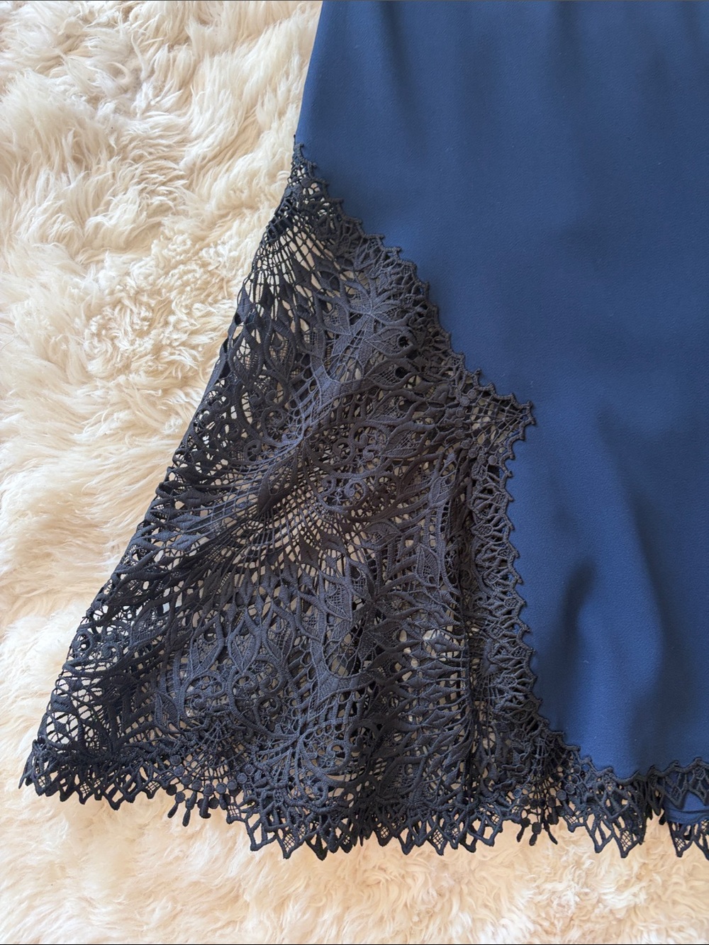 Jonathan Simkhai Navy Dress with Black Lace Insets - Picture 7 of 11